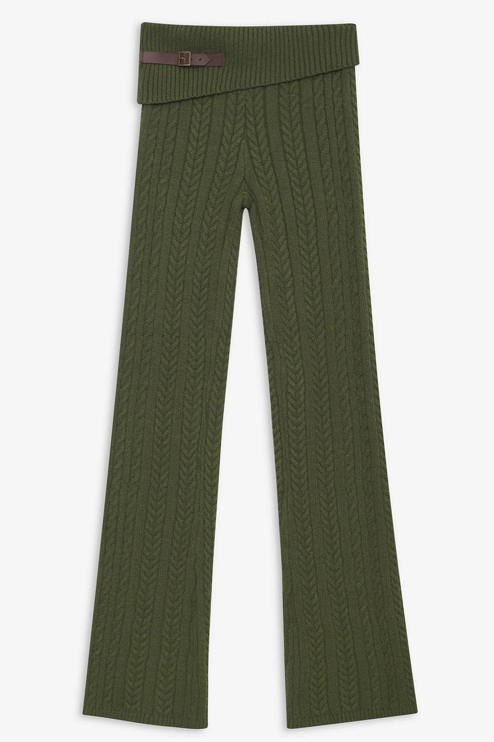 Fleur Cable Cloud Knit Pant - Jade Green Product Image