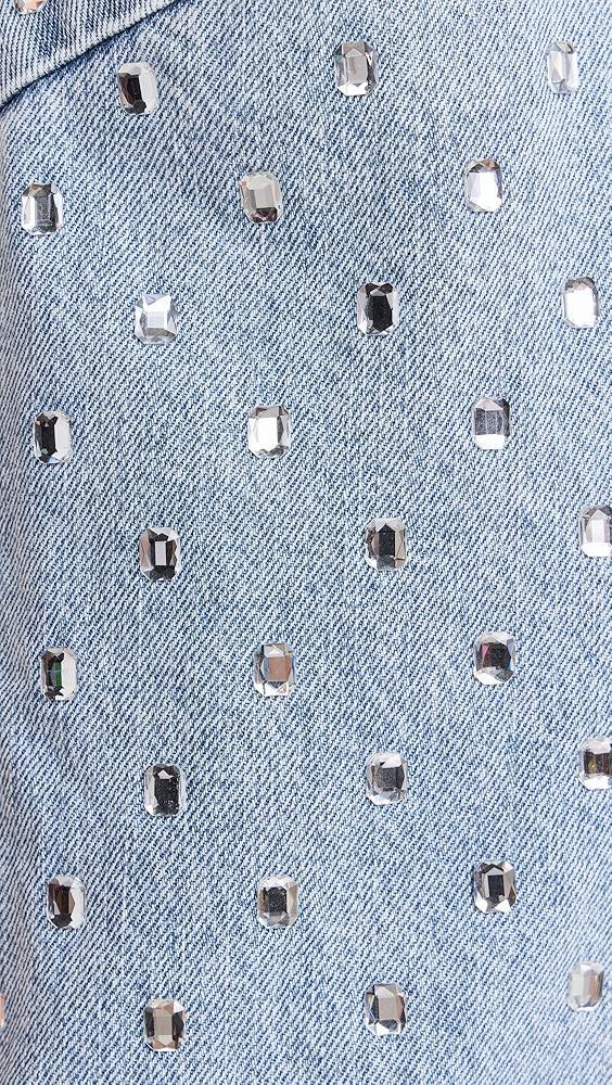 Self Portrait Square Rhinestone Denim Mini Dress | Shopbop Product Image