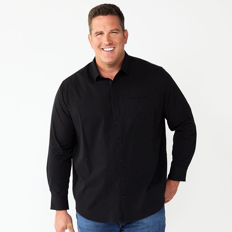 Big & Tall Apt. 9 Button-Down Tech Shirt, Mens Black Product Image