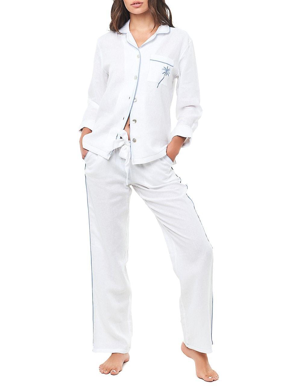 Womens Emma Linen Two-Piece Pajama Set Product Image