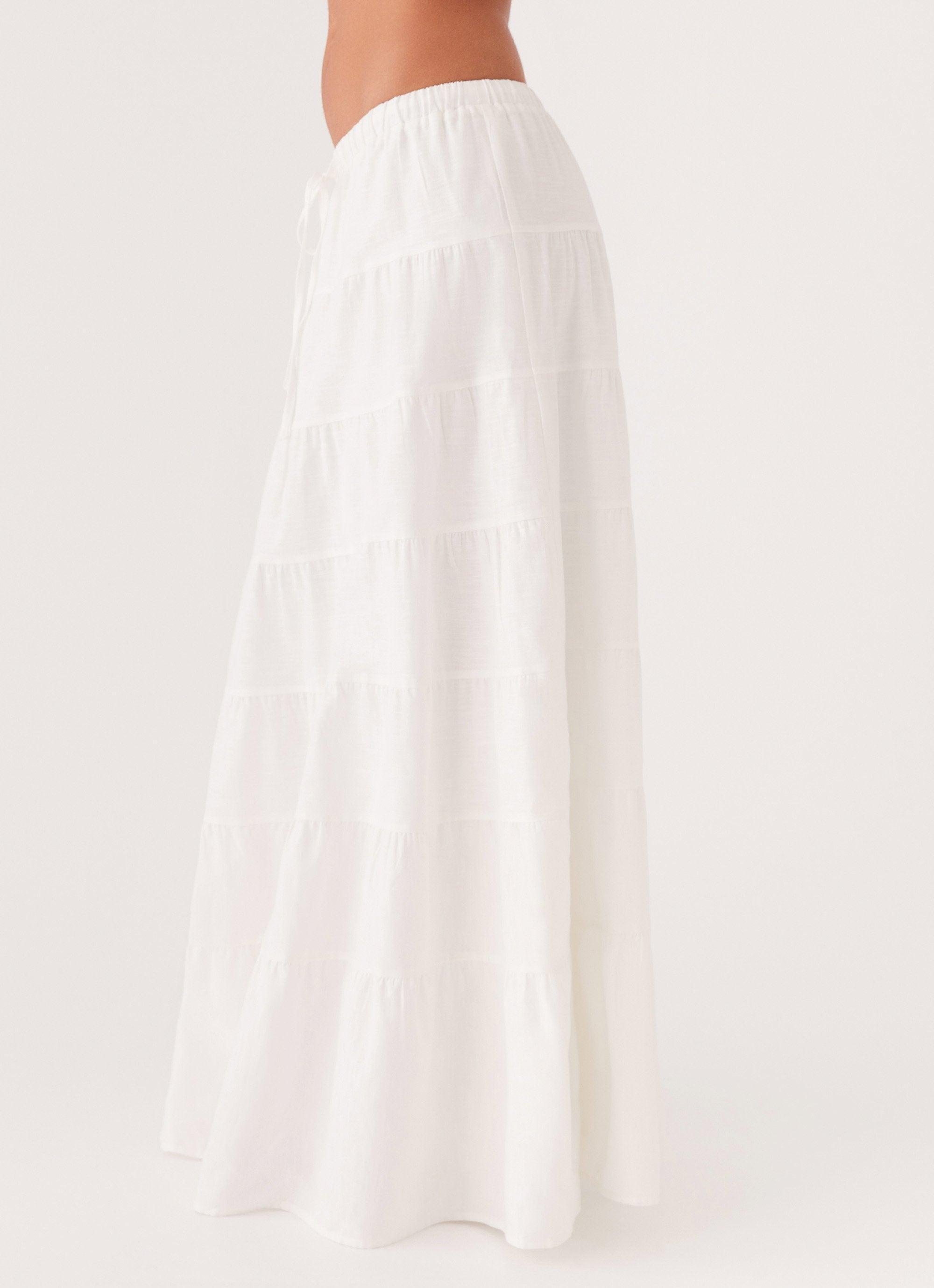 Mariella Linen Maxi Skirt - White Product Image