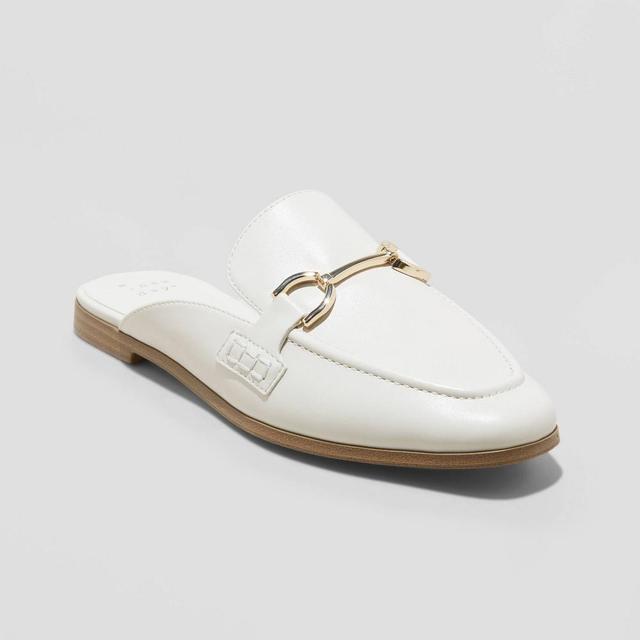 Womens Sandy Mule Flats with Memory Foam Insole - A New Day Off-White 5 Product Image