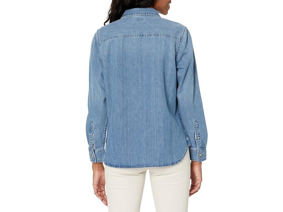 L.L.Bean Petite Heritage Washed Denim Shirt Long Sleeve (Light Indigo) Women's Clothing Product Image