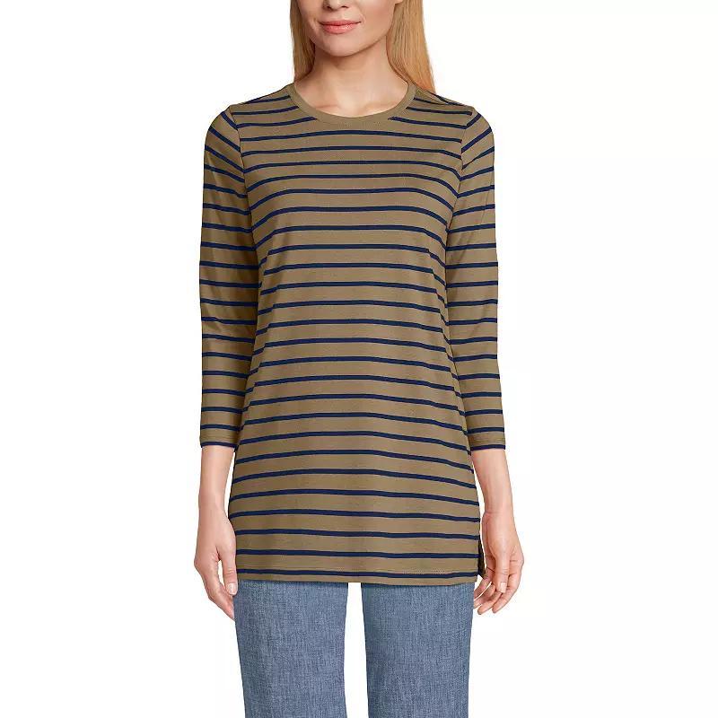 Petite Lands End 3/4-Sleeve Supima Cotton Crewneck Tunic, Womens Product Image