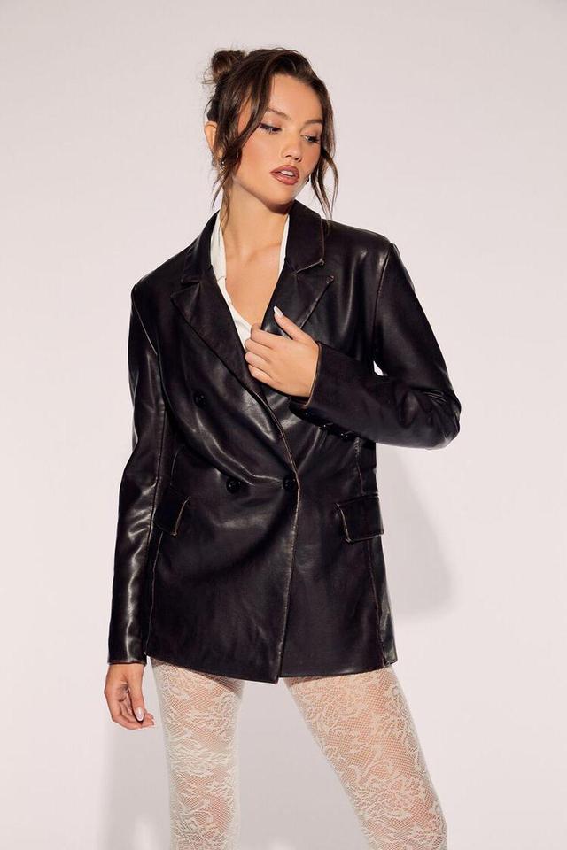 Notched Faux Leather Blazer | Forever 21 Product Image