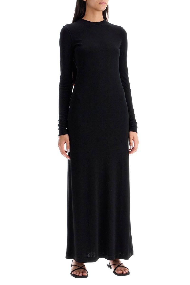 TOTÊME Long Black Relaxed Dress In Jersey Woman Product Image