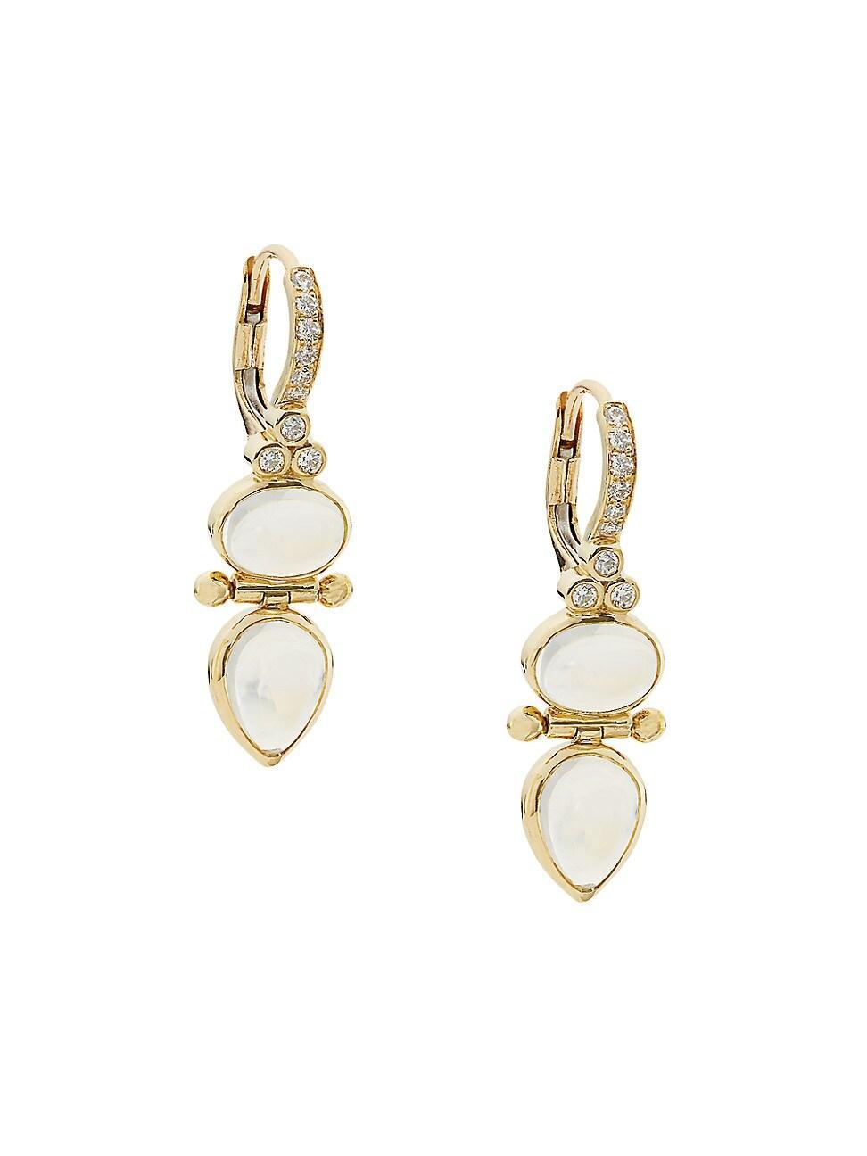 Womens 18K Yellow Gold, Blue Moonstone & Diamond Dynasty Double-Drop Earrings Product Image