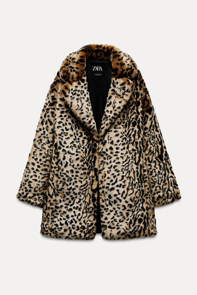 FAUX FUR ANIMAL PRINT COAT Product Image