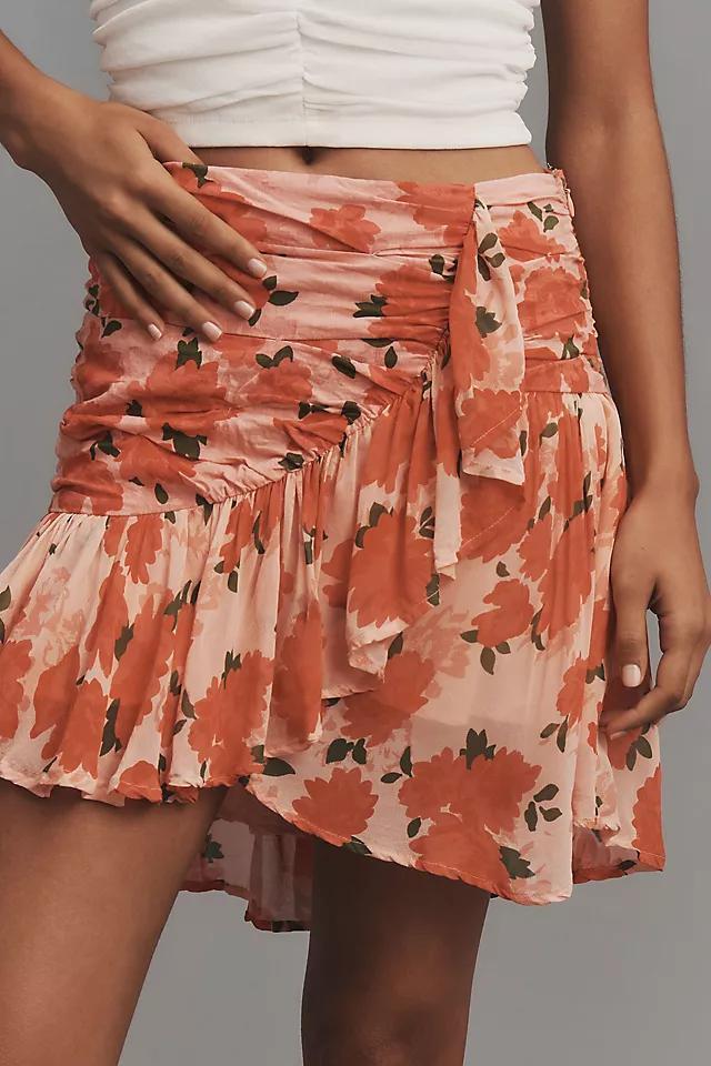 Maeve Ruffled Linen Wrap Mini Skirt Product Image