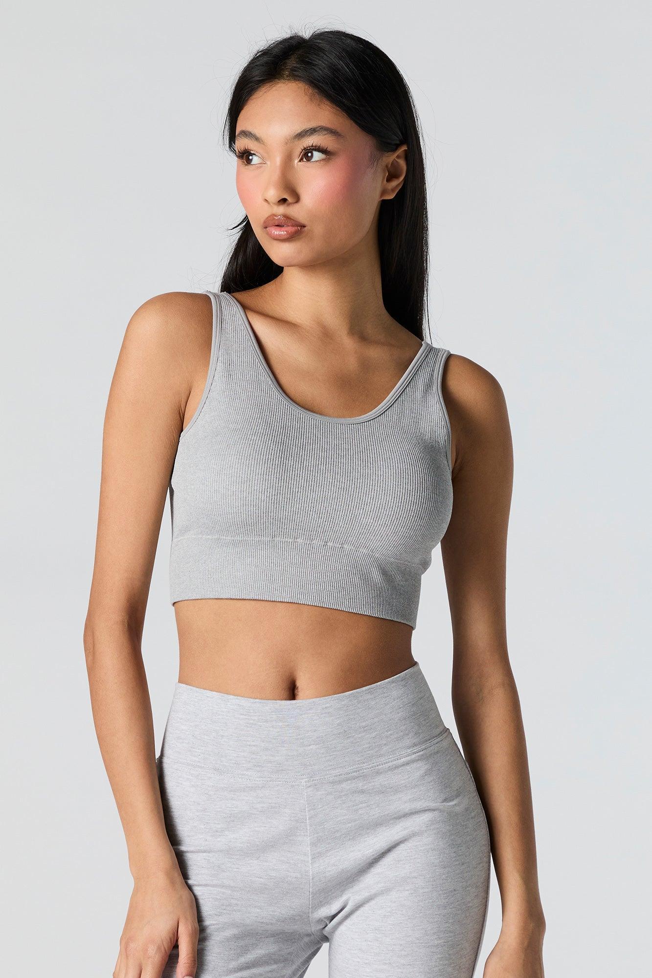 Seamless Ribbed Scoop Neck Cropped Tank Female Product Image