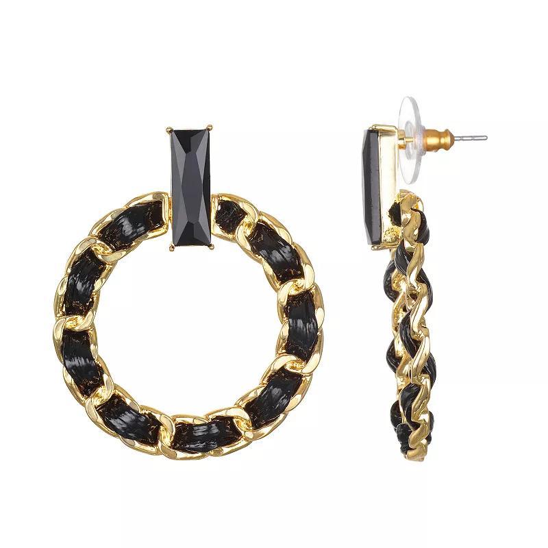 Emberly Gold Tone Woven Ribbon Circle Link Post Earrings, Womens Product Image