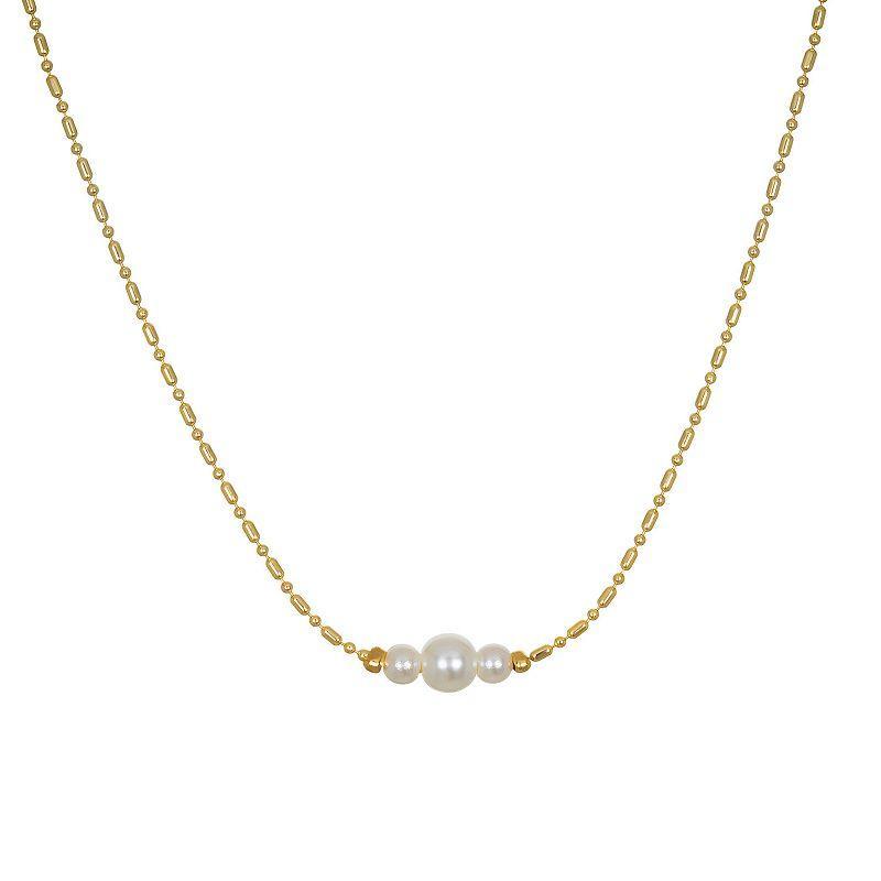 LC Lauren Conrad Triple Simulated Pearl Choker Necklace, Womens, Gold Tone Product Image