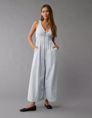 AE Smocked Bodice V-Neck Jumpsuit Product Image