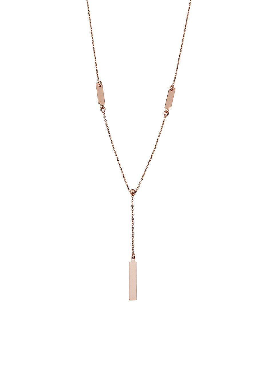 Womens 14K Rose Solid Gold Brooklyn Bar Drop Necklace Product Image