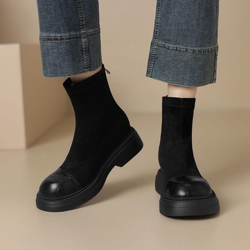 Platform Chunky Heel Short Boots Product Image