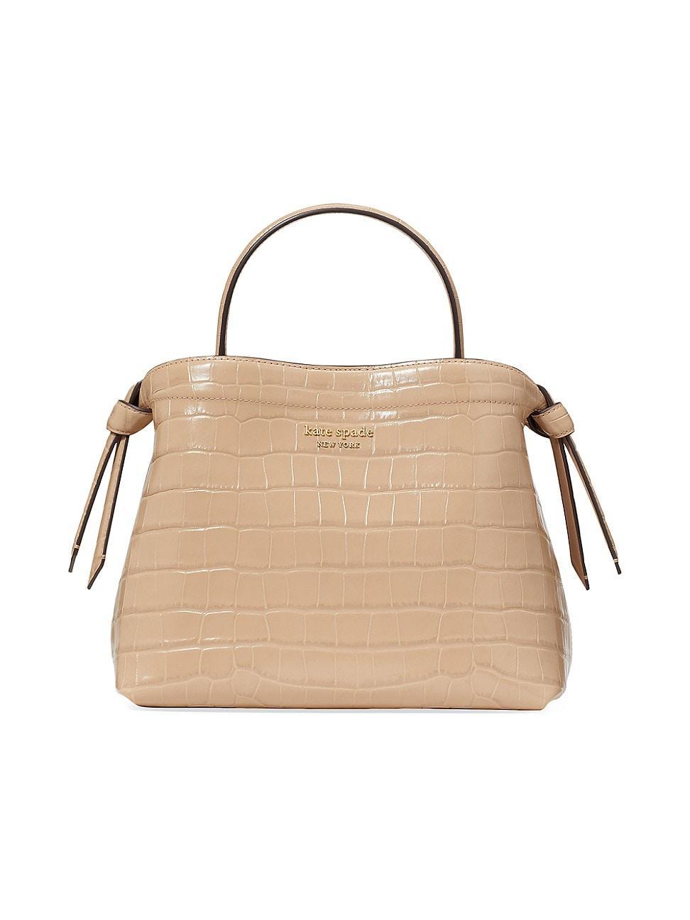 Womens Knott Croc-Embossed Leather Top-Handle Bag product image