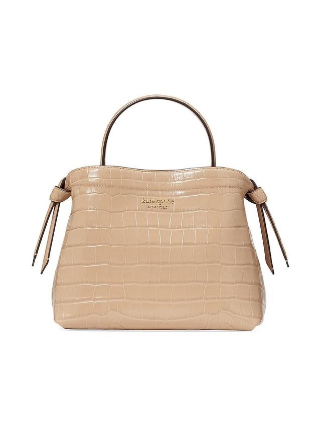 Womens Knott Croc-Embossed Leather Top-Handle Bag Product Image