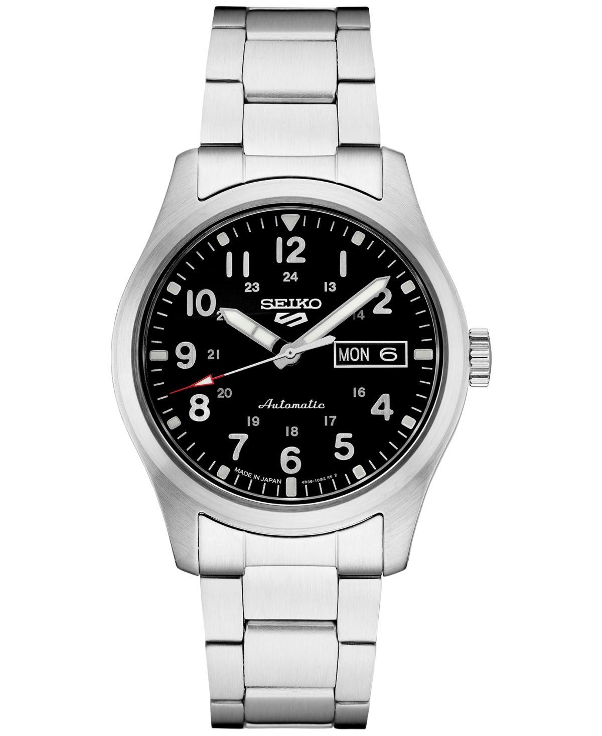 Seiko Mens 5 Sports Stainless Steel Black Dial Watch - SRPG27 Silver Product Image