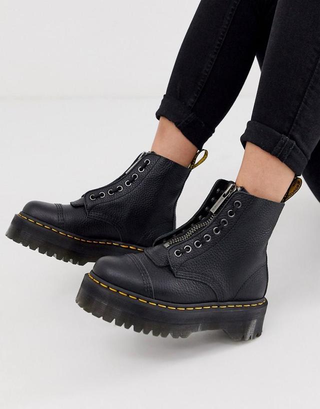 Dr Martens Sinclair flatform zip tumbled leather boots Product Image