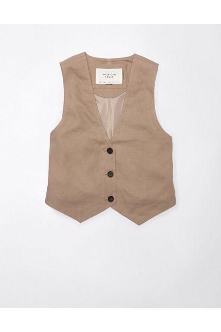 AE Linen-Blend Waistcoat Vest Womens Product Image