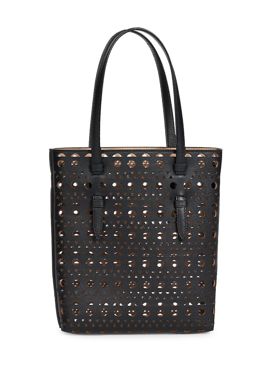 Womens Mina Perforated Leather Tote Bag Product Image