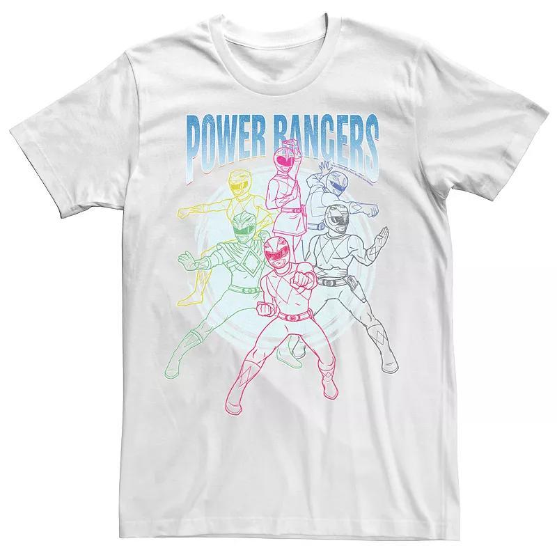 Mens Power Rangers Group Shot Line Art Portrait Tee Product Image