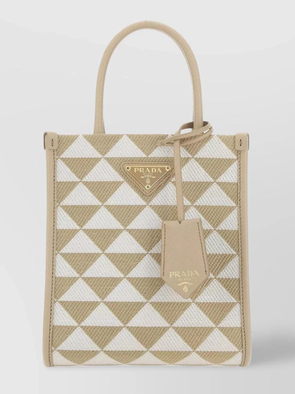 Logo Detailed Monogram Tote Bag In Beige Product Image