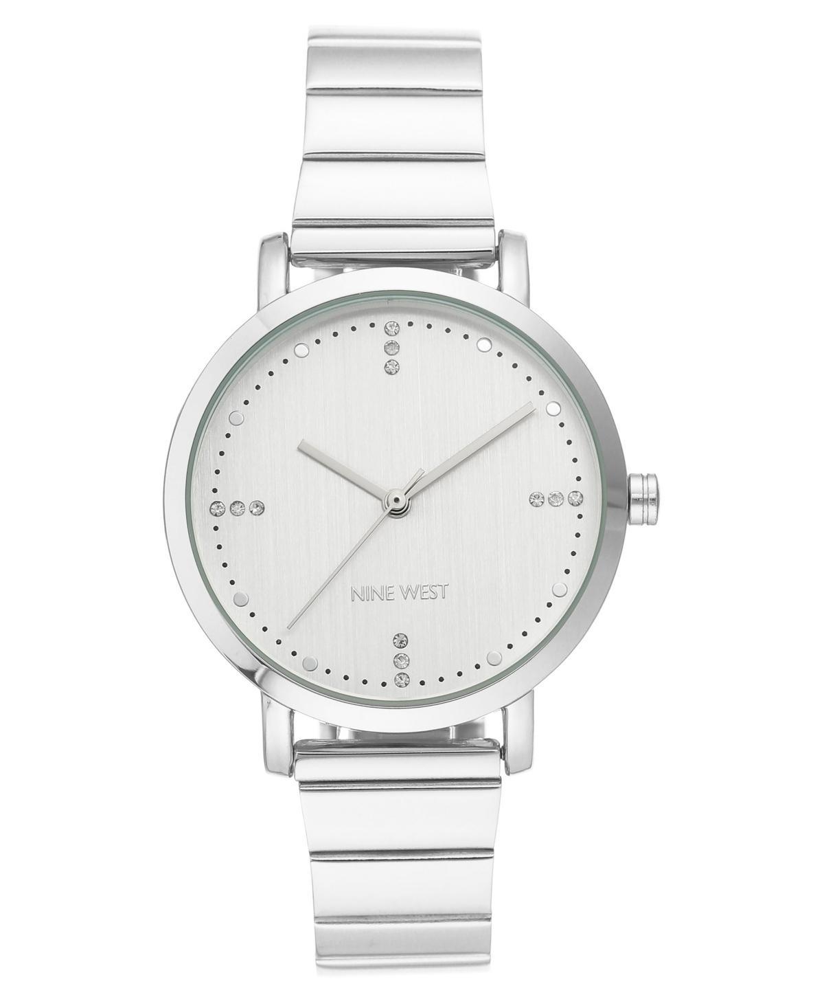 Nine West Womens Quartz Silver-Tone Stainless Steel Cut Edge Bracelet Watch, 36mm Product Image