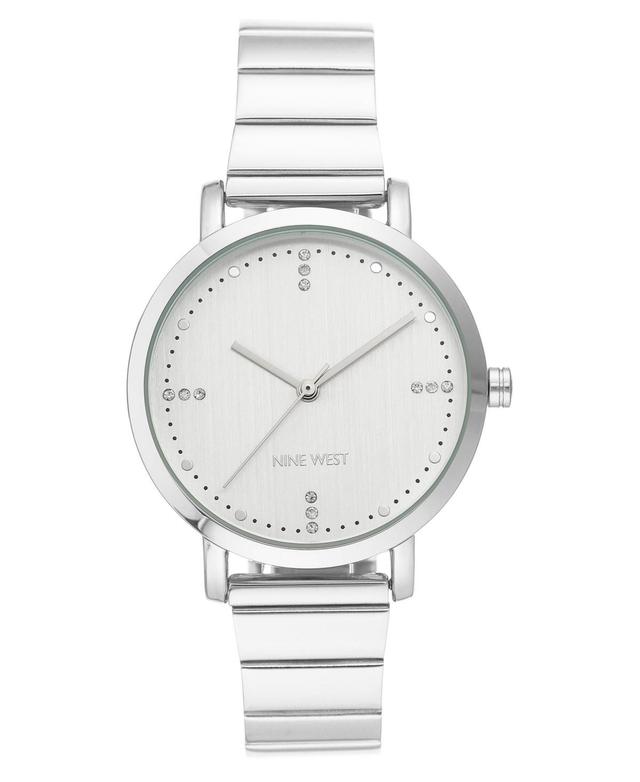 Nine West Womens Quartz Silver-Tone Stainless Steel Cut Edge Bracelet Watch, 36mm Product Image