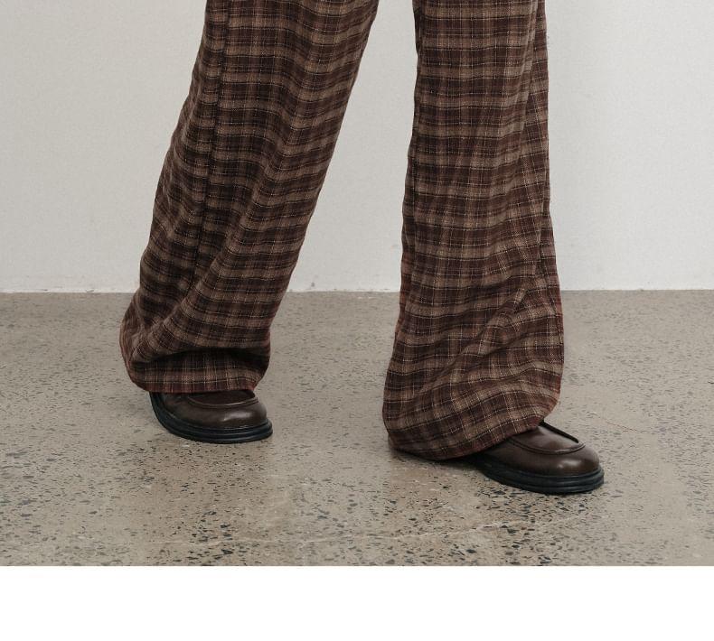 High Waist Plaid Wide Leg Suit Pants Product Image