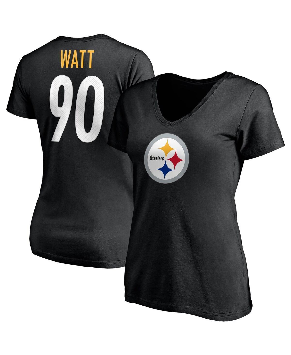 Womens Fanatics Branded T.J. Watt Pittsburgh Steelers Player Icon Name & Number V-Neck T-Shirt Product Image