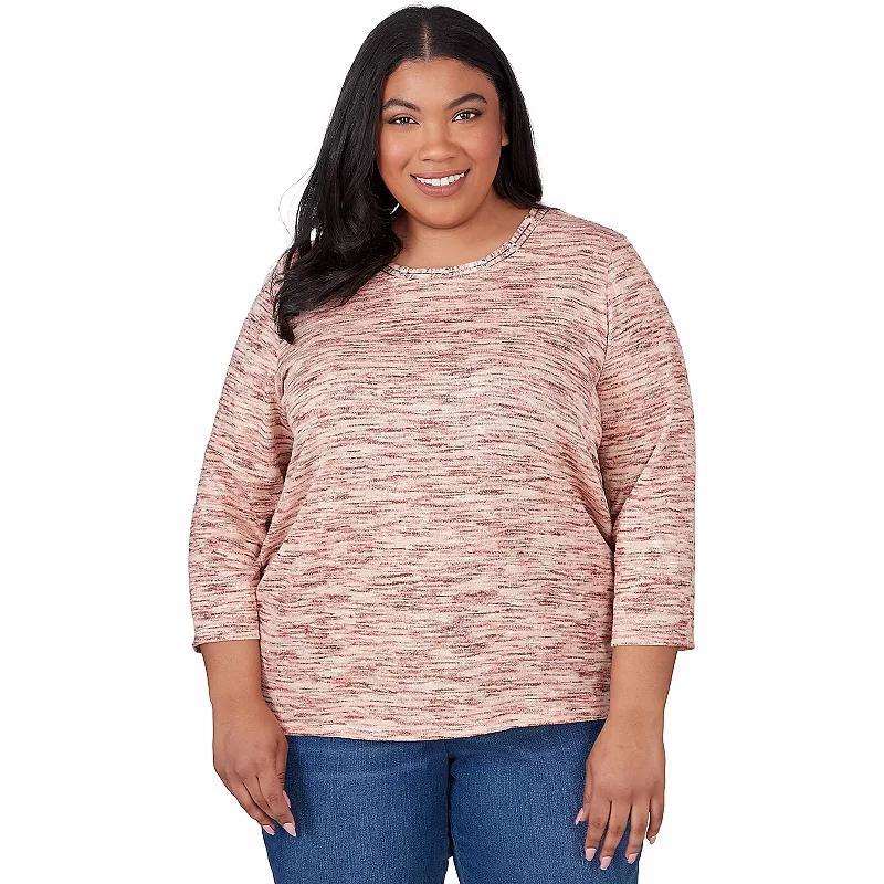 Plus Size Alfred Dunner Warm Space Dye Beaded Neck Top, Womens Pink Product Image