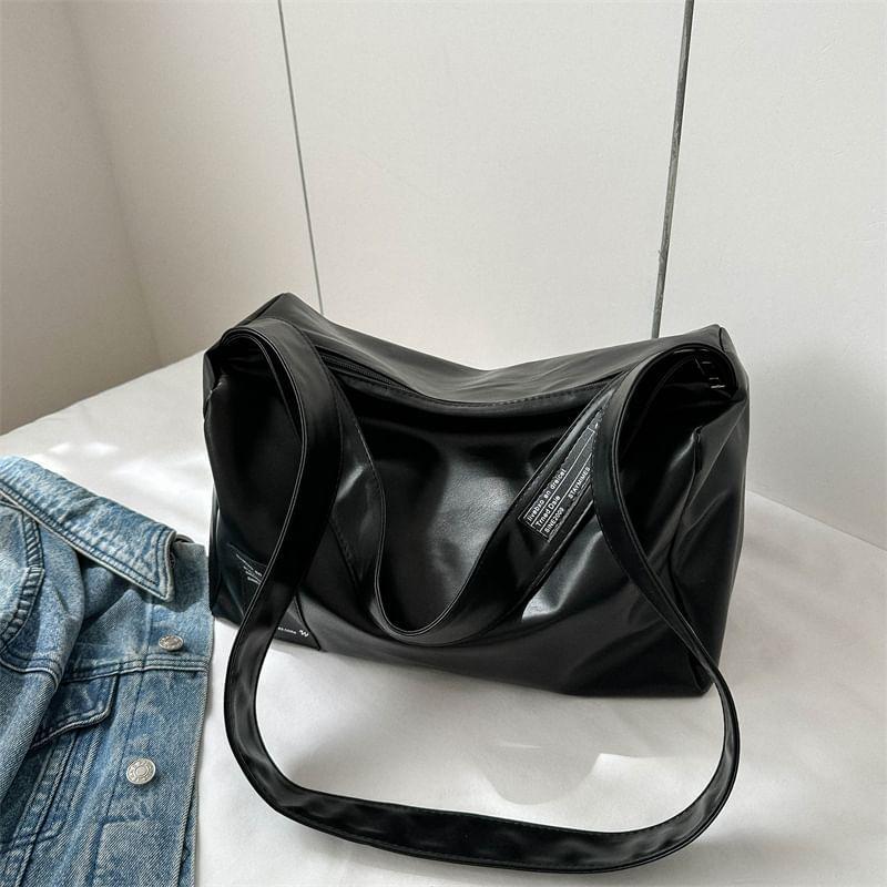 Lettering Faux Leather Shoulder Bag Product Image