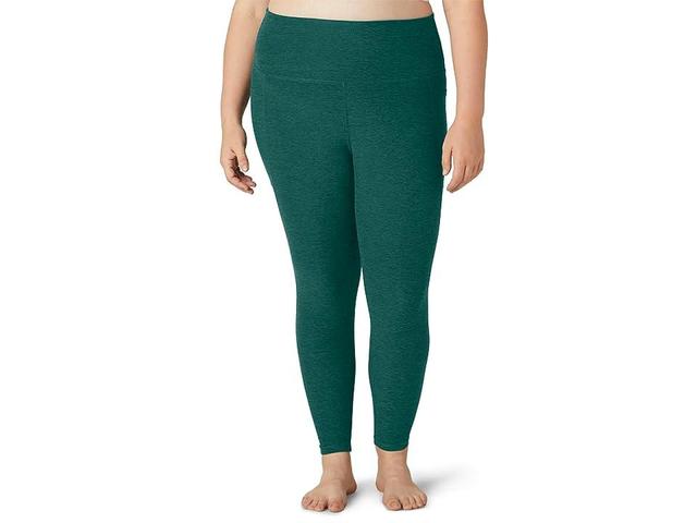 Beyond Yoga Plus Size Out Of Pocket High Waisted Spacedye Midi Leggings (Lunar Teal Heather) Women's Casual Pants Product Image