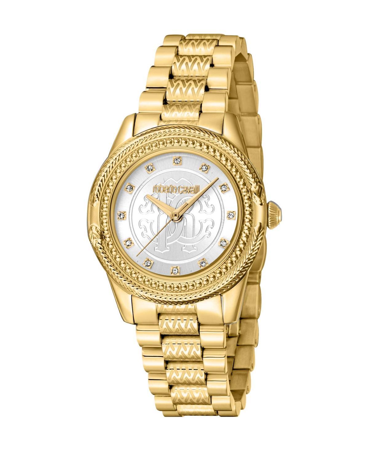 Roberto Cavalli Womens Quartz Gold-tone Stainless Steel Watch 32mm - Gold Product Image