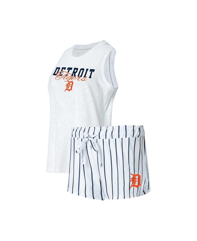 Womens Concepts Sport White Detroit Tigers Reel Pinstripe Tank Top and Shorts Sleep Set Product Image