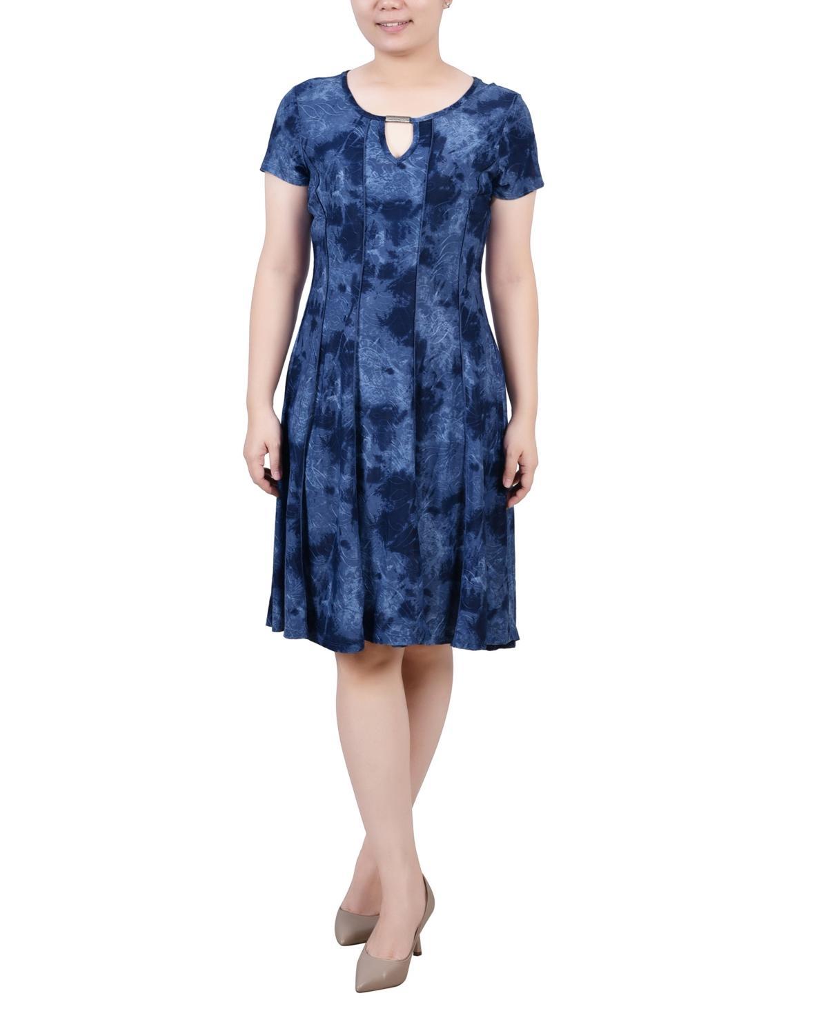 Ny Collection Womens Short Sleeve Jacquard Knit Seamed Dress Product Image