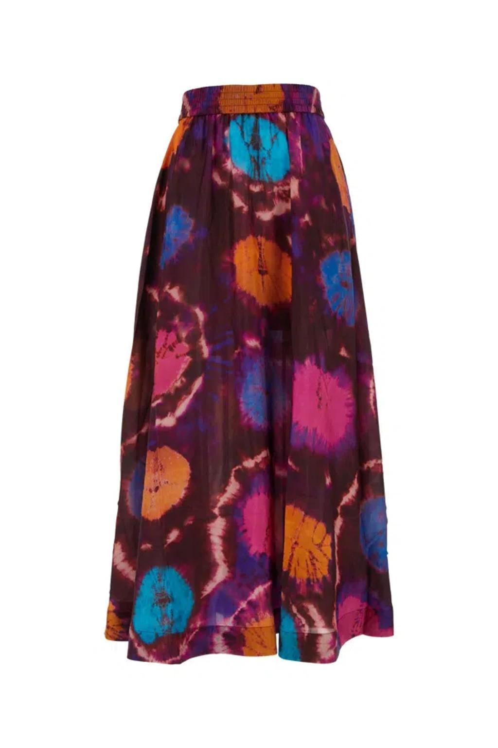 Flared Midi Skirt In Tie-dye Print In Tiedyemulti Product Image