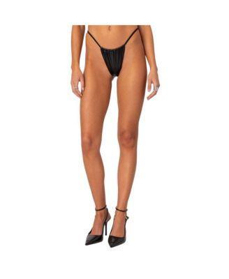 Edikted Womens Bruna Faux Leather Bikini Bottom Product Image