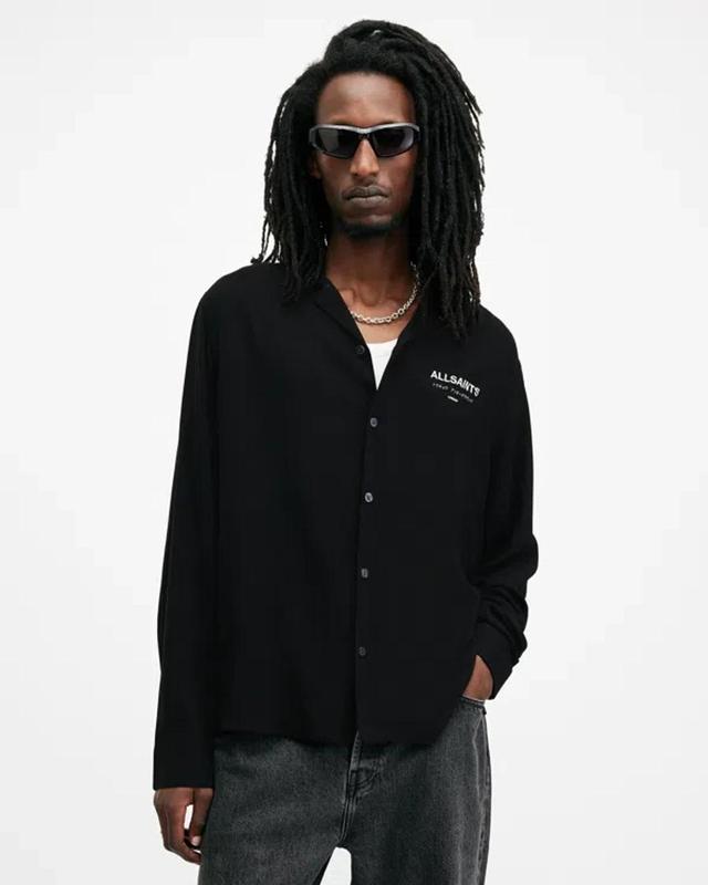 ALLSAINTS Underground Long Sleeve Relaxed Fit Shirt In Black Product Image