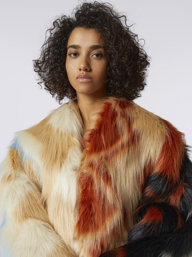 Short coat in faux fur with zigzag Multicoloured | Missoni Product Image