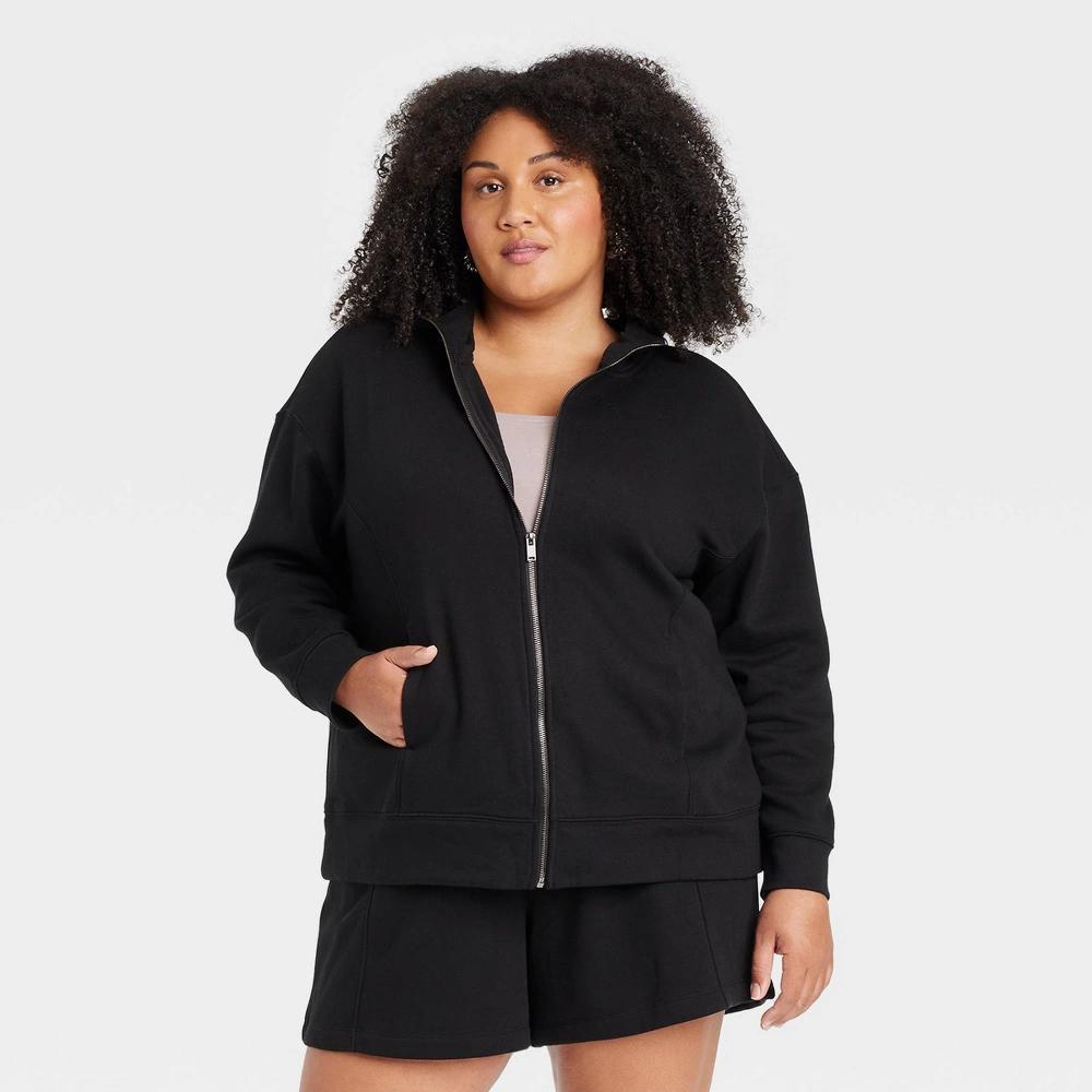 Womens Leisure Zip-Up Hooded Sweatshirt - Ava & Viv Black XXL Product Image