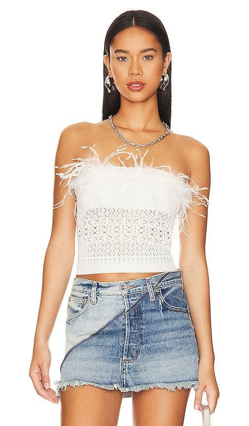 Ninah Feather Trim Tube Top Product Image