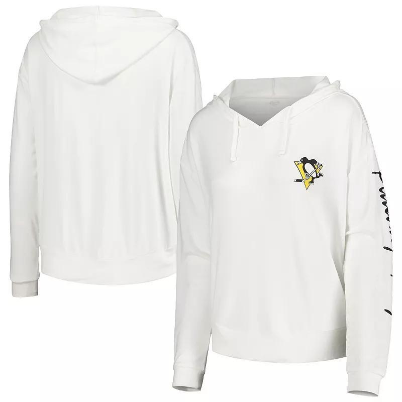 Womens Concepts Sport White Pittsburgh Penguins Accord Hacci Long Sleeve Hoodie T-shirt Product Image