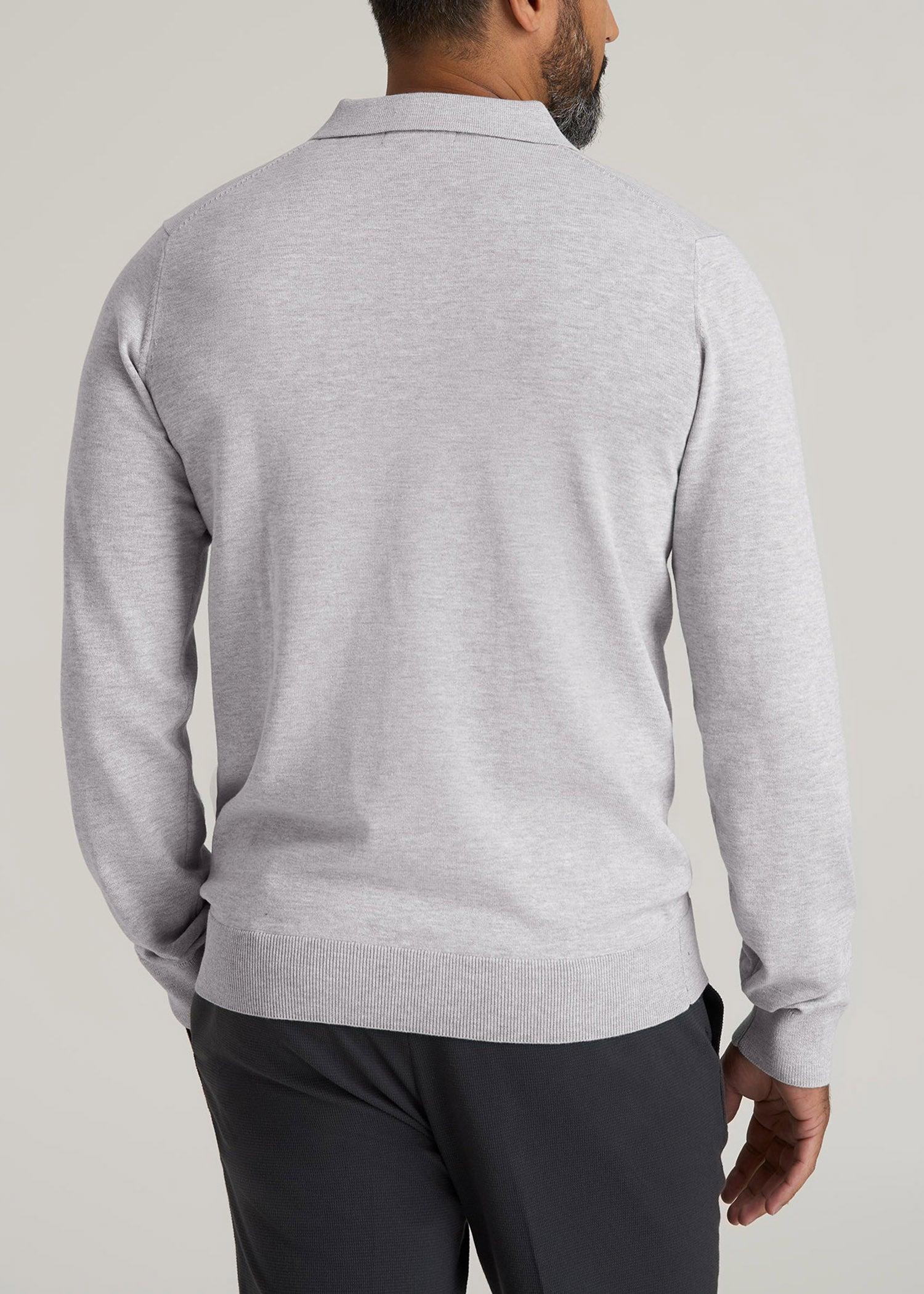 Men’s Tall Polo Sweater in Light Grey Product Image