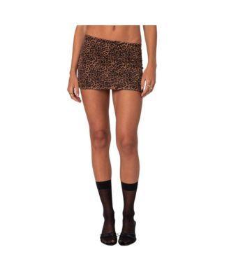 Edikted Womens Edin Leopard Print Mesh Mini Skirt Product Image