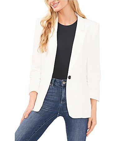 CeCe Relaxed 3/4 Sleeve Blazer (New Ivory) Women's Jacket Product Image