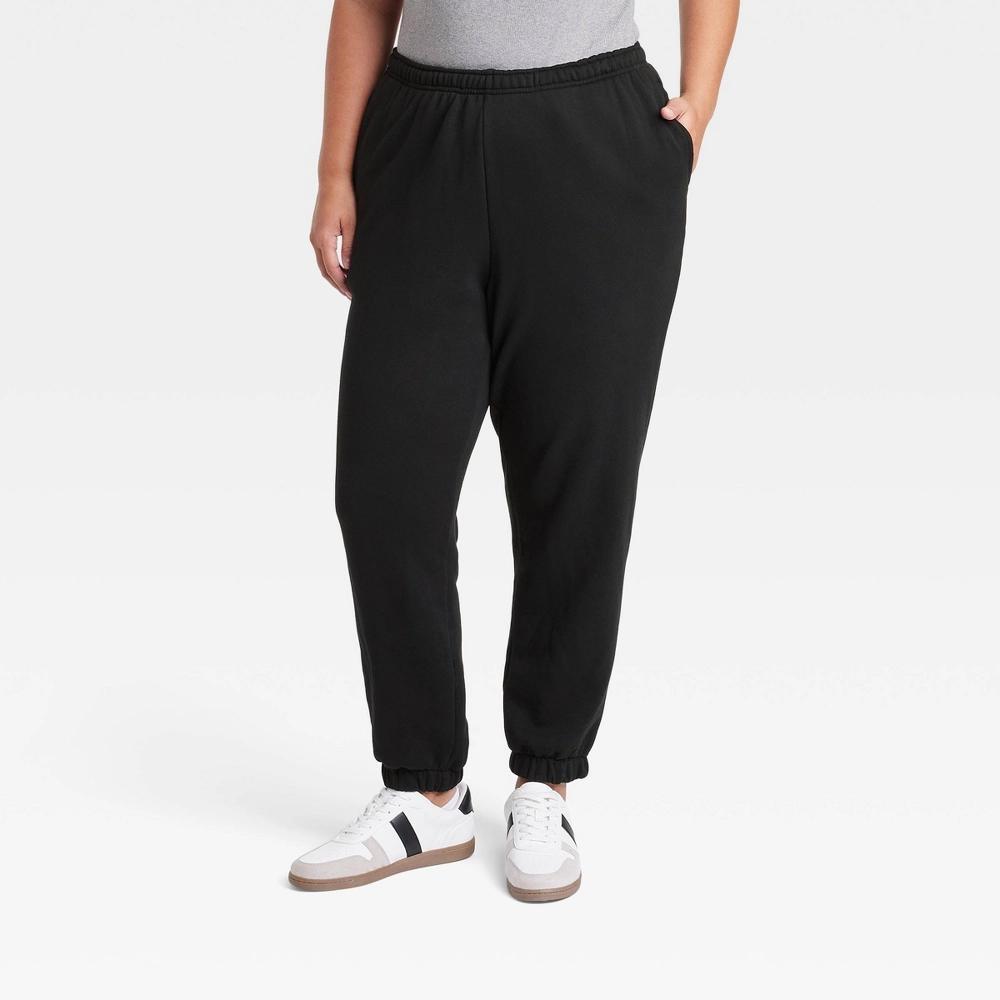 Women's Leisure Studio Mid-Rise Essential Joggers - Universal Thread™ Black 1X Product Image