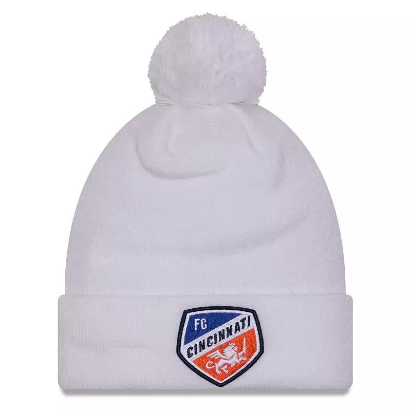 Mens New Era White FC Cincinnati Jersey Hook Cuff Knit Hat with Pom Product Image