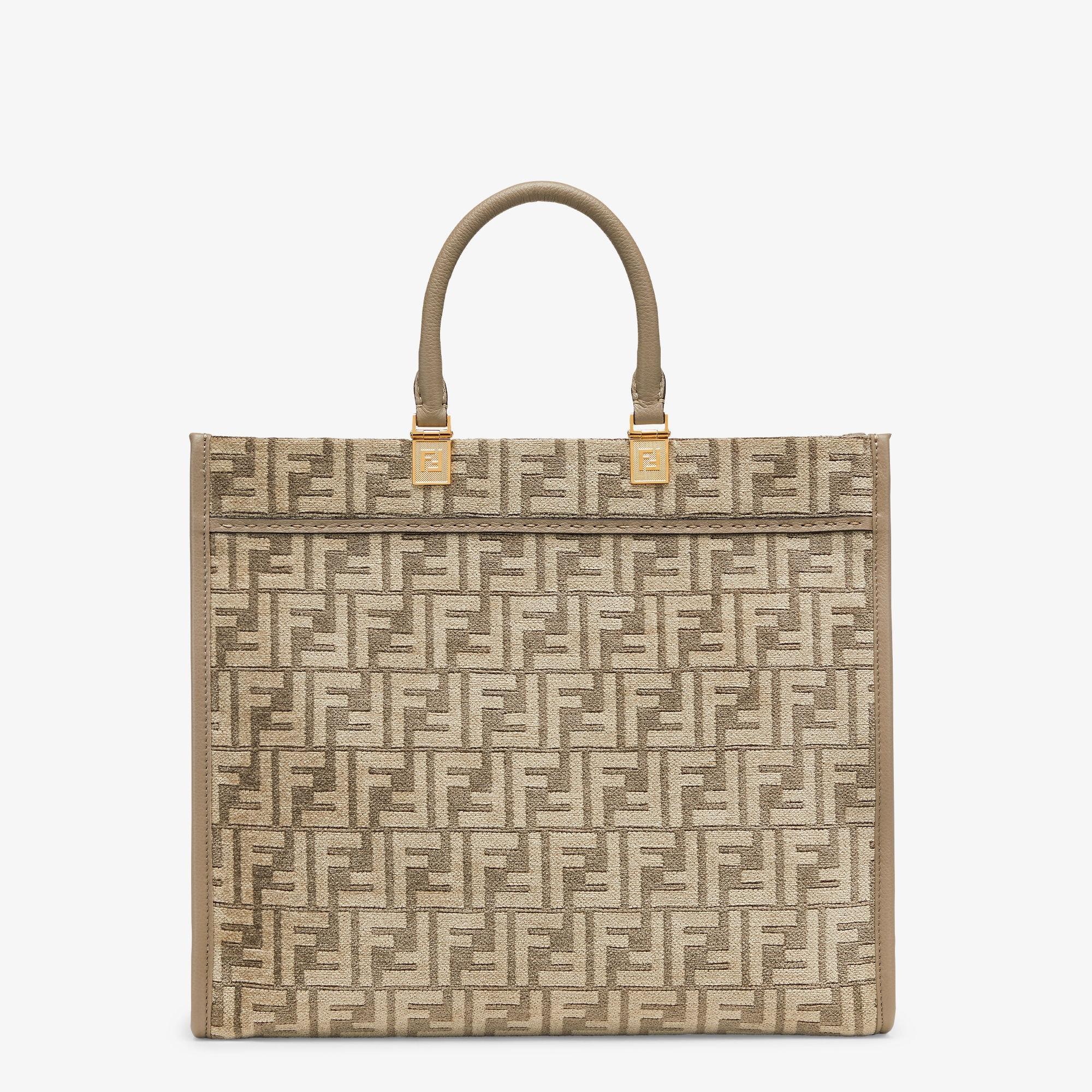 Fendi Sunshine Mediumdove gray tapestry shopper bag with FF motif Product Image